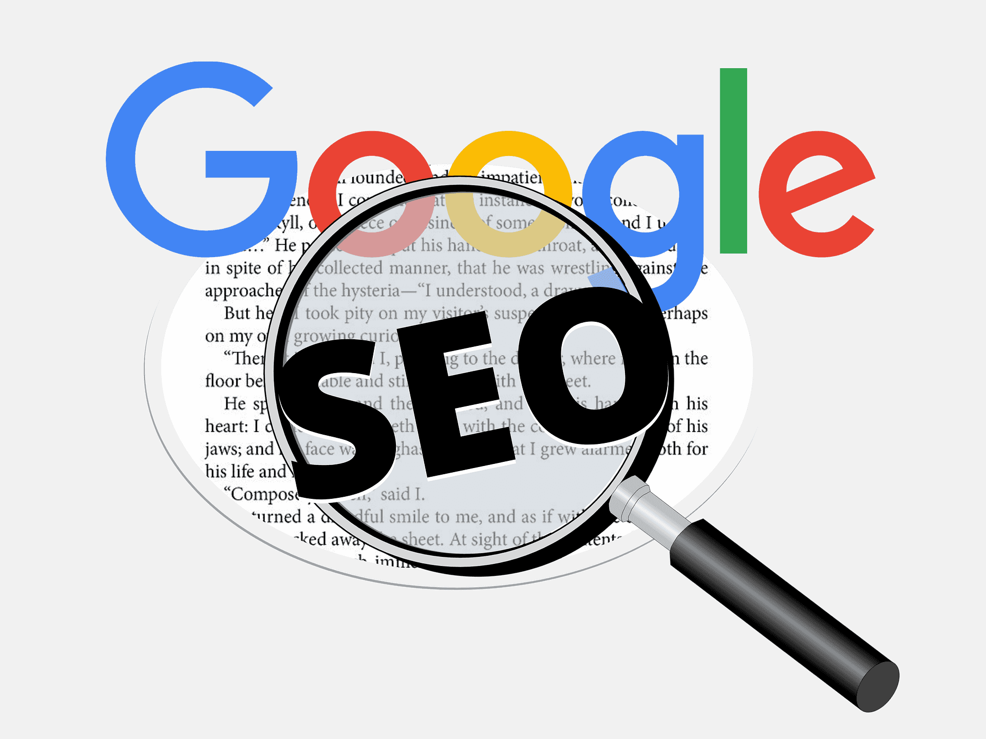 Search engine text and magnifier